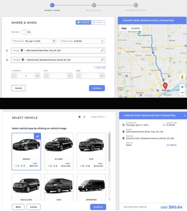 Online reservation system preview